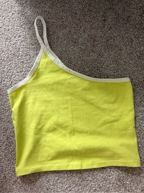 Urban Outfitters Neon Yellow One-Shoulder Camisole with White Trim